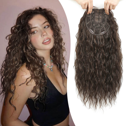 20" Mermaid Curly Hair Toppers with 5Clips Synthetic Hair 6.5x6.5inch Base