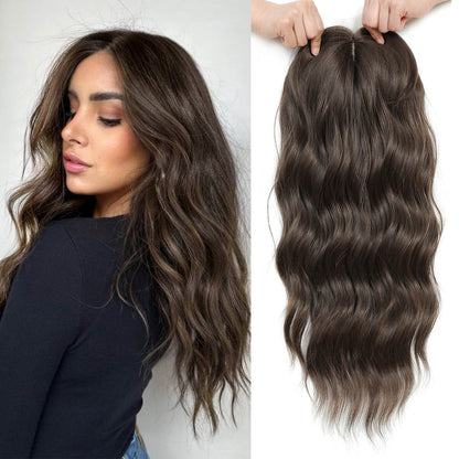 20" Wavy Curly Synthetic Hair Topper with 6.5x6.5inch Base