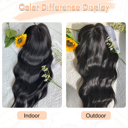 20" Wavy Curly Synthetic Hair Topper with 6.5x6.5inch Base