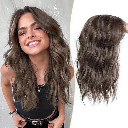 16" Wavy Curly Synthetic Hair Topper with 6.5x6.5inch Base