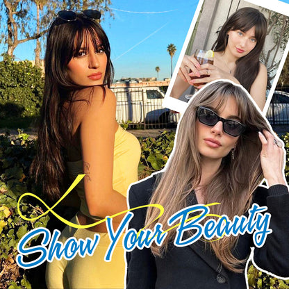 18" Hair Topper with Bangs Natural Straight Wavy 6.5x6.5inch Base