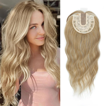 20" Wavy Curly Synthetic Hair Topper with 6.5x6.5inch Base