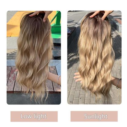 20" Wavy Curly Synthetic Hair Topper with 6.5x6.5inch Base