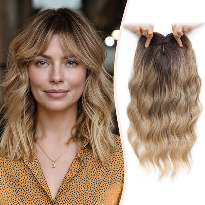 14inch Short Wavy Hair Topper with 5 Clips for Wearing Stable-Bella