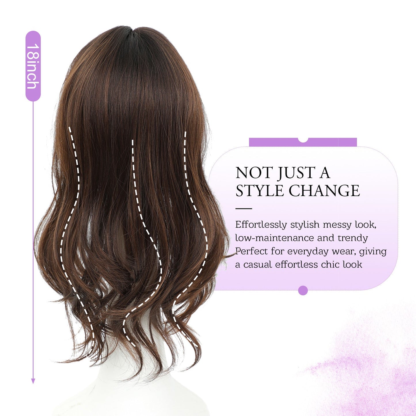 18" Stylish Loose Wave Clip In Hair Topper with Skin Part