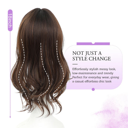 18" Stylish Loose Wave Clip In Hair Topper with Skin Part