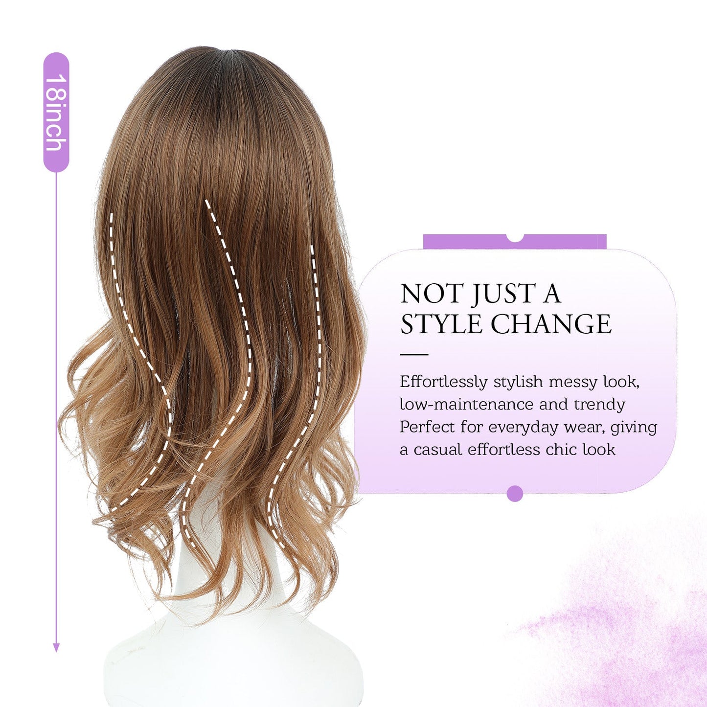 18" Stylish Loose Wave Clip In Hair Topper with Skin Part