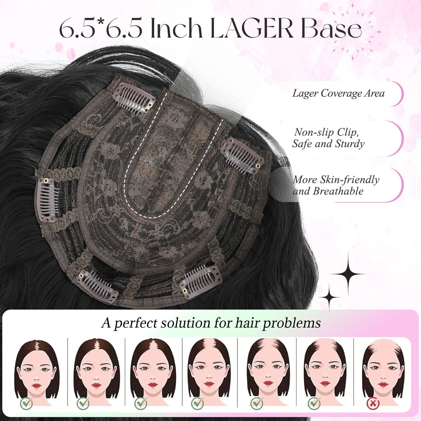 11"Short Wavy Hair Topper for Women with Thinning Hair-Cris
