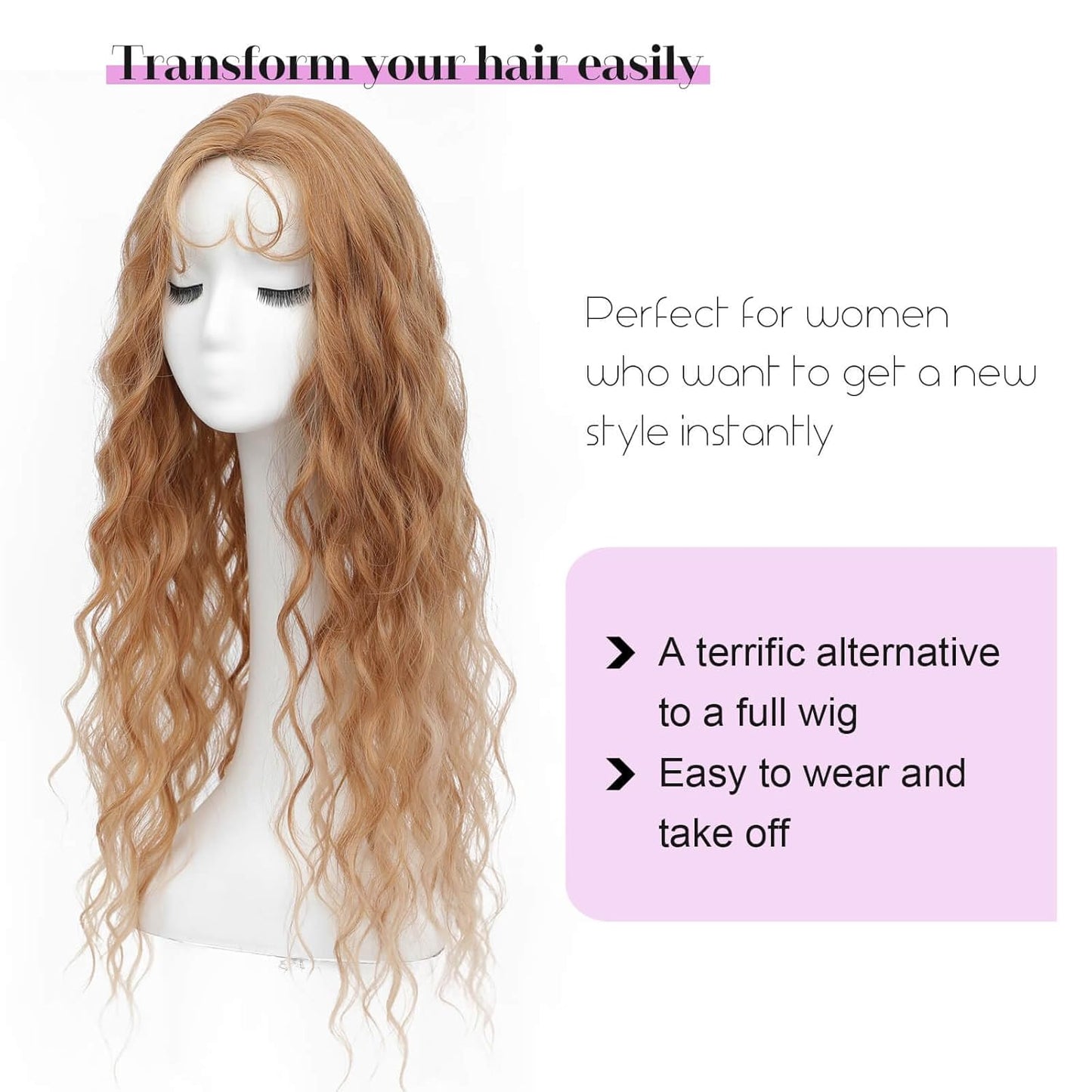 26"Women's Synthetic Long Curly Hair Extensions, for Adding Volume