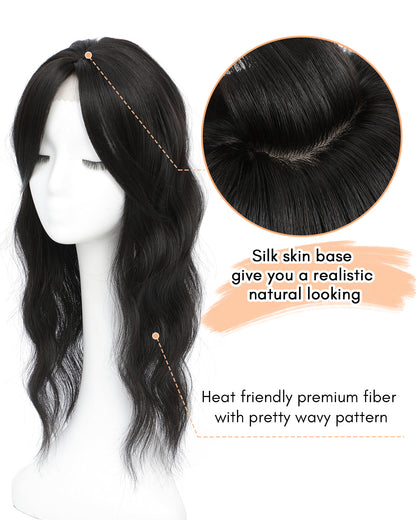 20" Wavy Curly Synthetic Hair Topper with 6.5x6.5inch Base