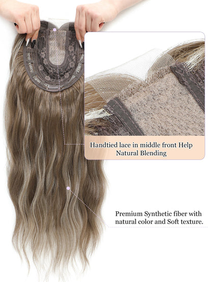 20" Wavy Curly Synthetic Hair Topper with 6.5x6.5inch Base
