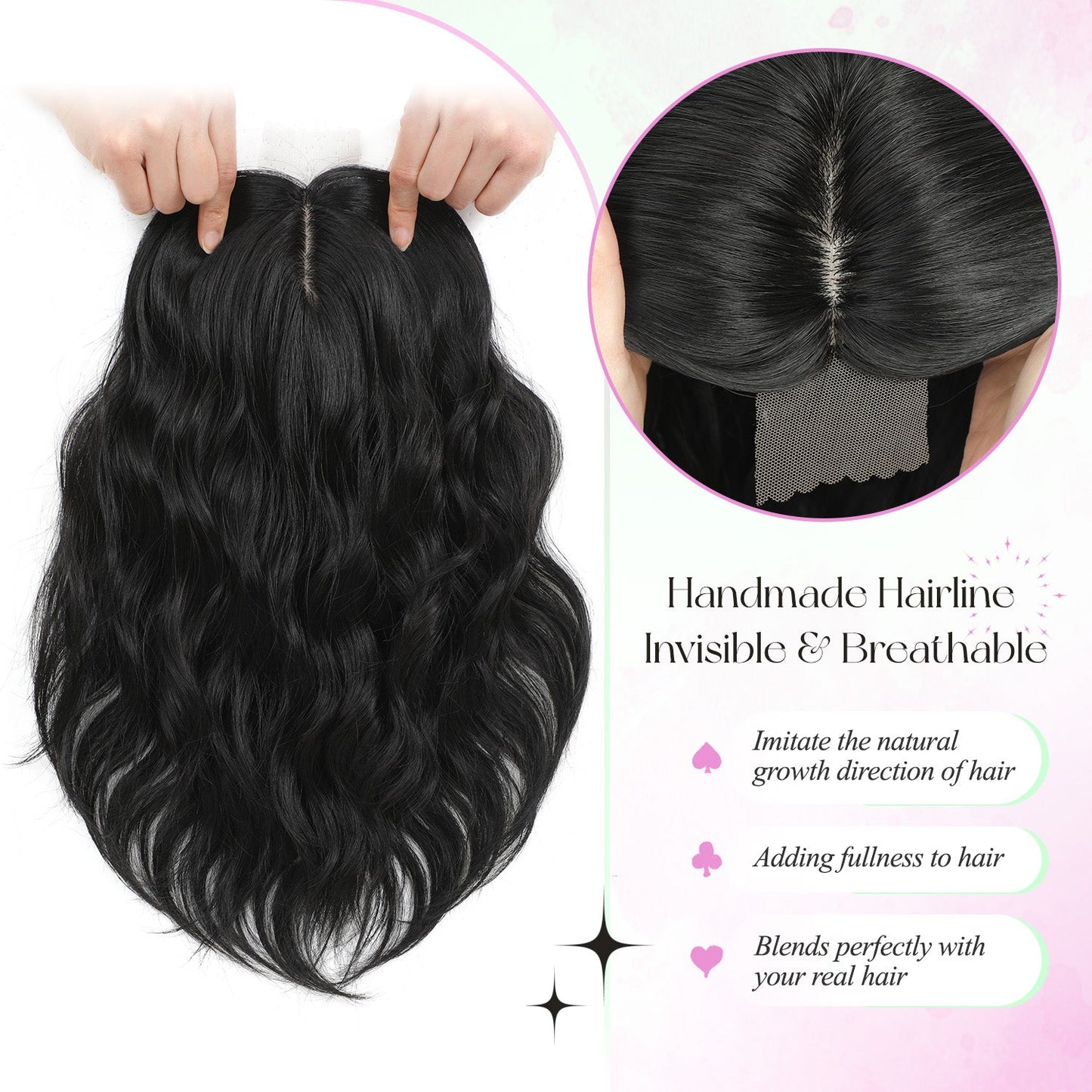 11"Short Wavy Hair Topper for Women with Thinning Hair-Cris