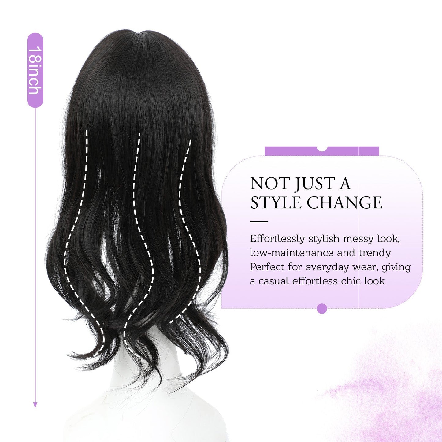 18" Stylish Loose Wave Clip In Hair Topper with Skin Part
