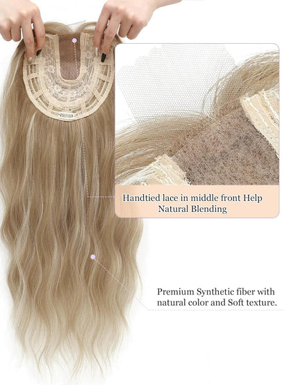20" Wavy Curly Synthetic Hair Topper with 6.5x6.5inch Base