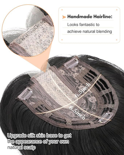 20" Wavy Curly Synthetic Hair Topper with 6.5x6.5inch Base