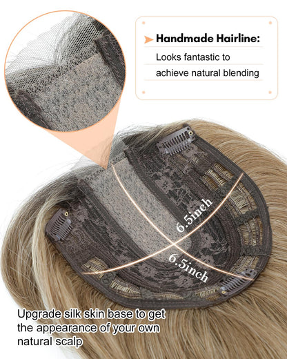 20" Wavy Curly Synthetic Hair Topper with 6.5x6.5inch Base