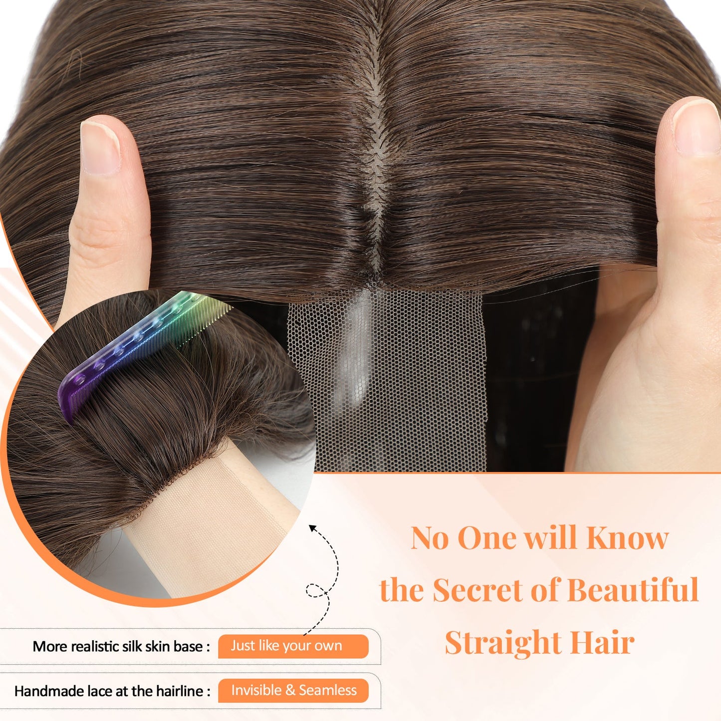 18" Straight Wavy Hair Topper 6.5x6.5inch Base with Skin Part