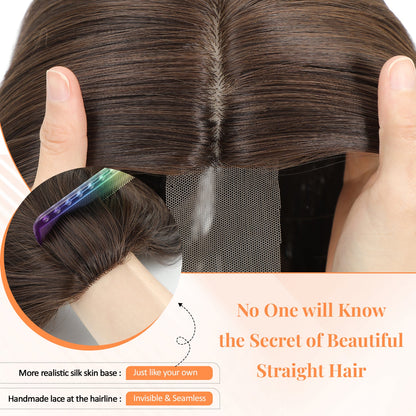 18" Straight Wavy Hair Topper 6.5x6.5inch Base with Skin Part