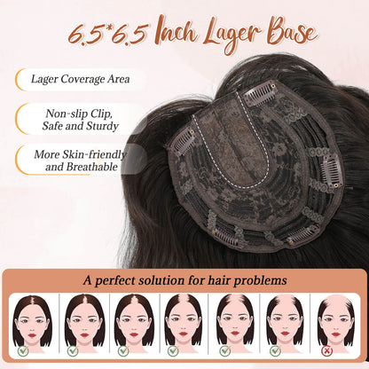 14inch Short Wavy Hair Topper with 5 Clips for Wearing Stable-Bella