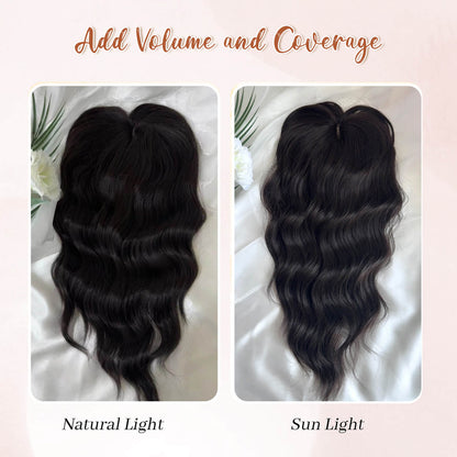 14inch Short Wavy Hair Topper with 5 Clips for Wearing Stable-Bella