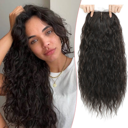 20" Mermaid Curly Hair Toppers with 5Clips Synthetic Hair 6.5x6.5inch Base