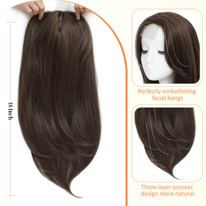 18" Straight Wavy Hair Topper 6.5x6.5inch Base with Skin Part