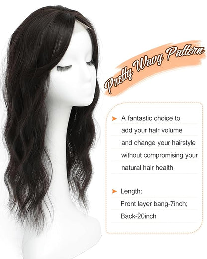 20" Wavy Curly Synthetic Hair Topper with 6.5x6.5inch Base