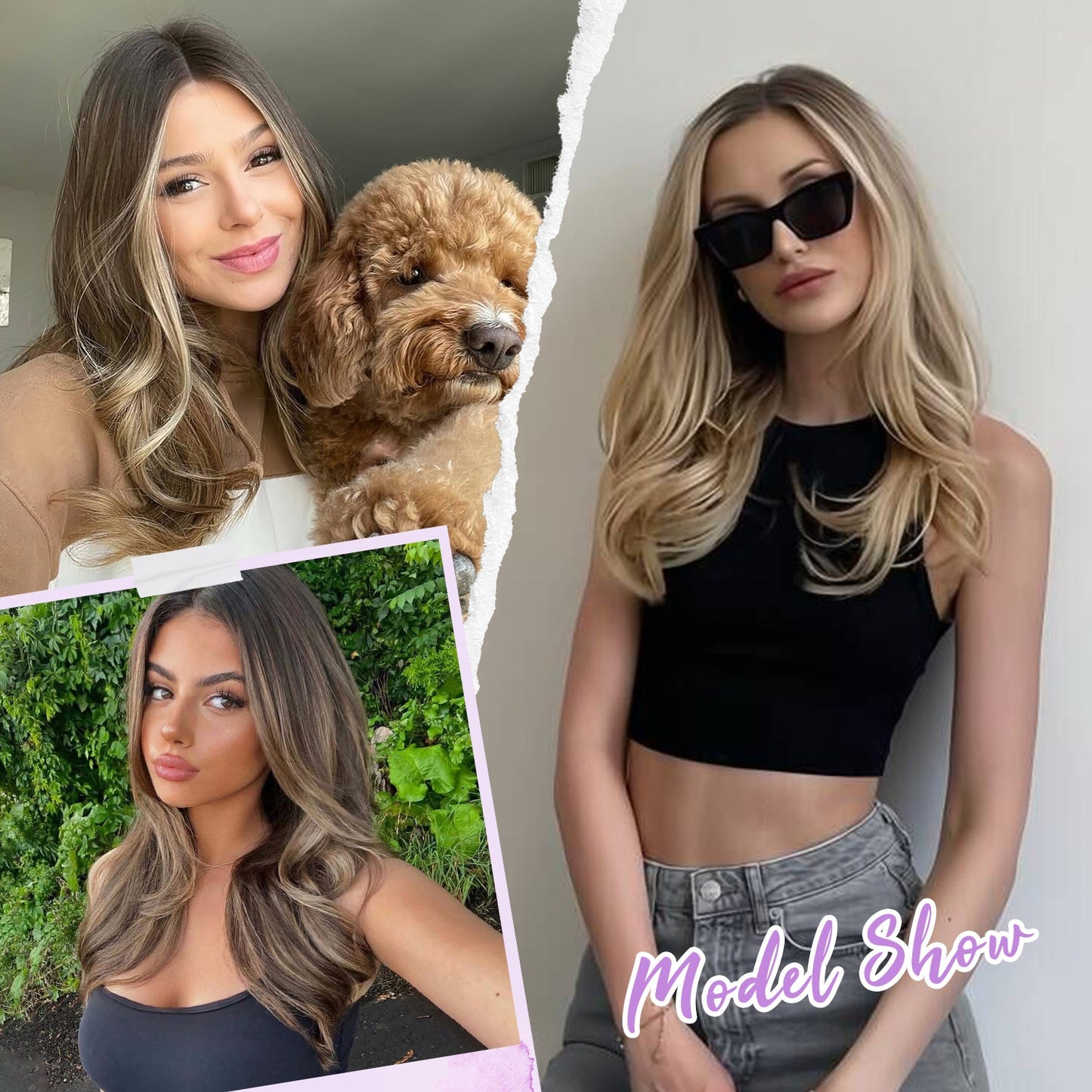 18" Stylish Loose Wave Clip In Hair Topper with Skin Part