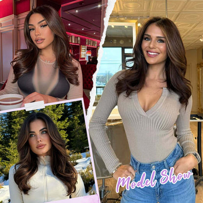 18" Stylish Loose Wave Clip In Hair Topper with Skin Part