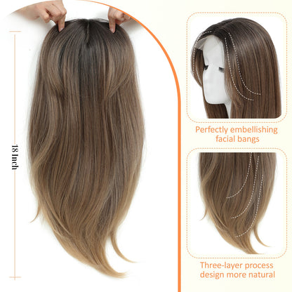 18" Straight Wavy Hair Topper 6.5x6.5inch Base with Skin Part