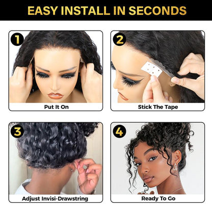 👑13x6 HD Lace Wig Glueless Wear & Go 12” Boho Braids Water Wave Pre-Cut Lace Wig – Premium Fiber, Beginner Friendly