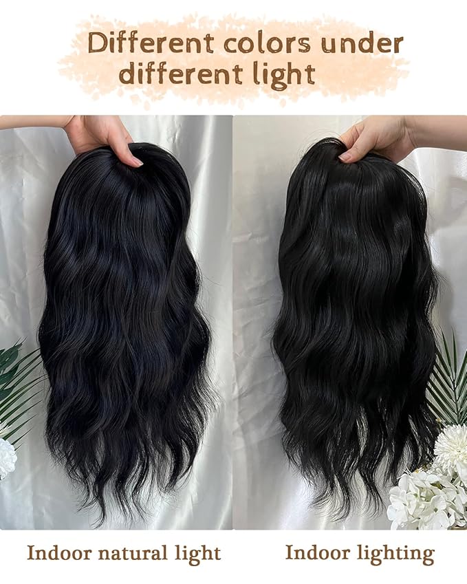 16" Wavy Curly Synthetic Hair Topper with 6.5x6.5inch Base