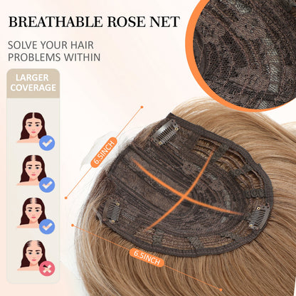 18" Straight Wavy Hair Topper 6.5x6.5inch Base with Skin Part