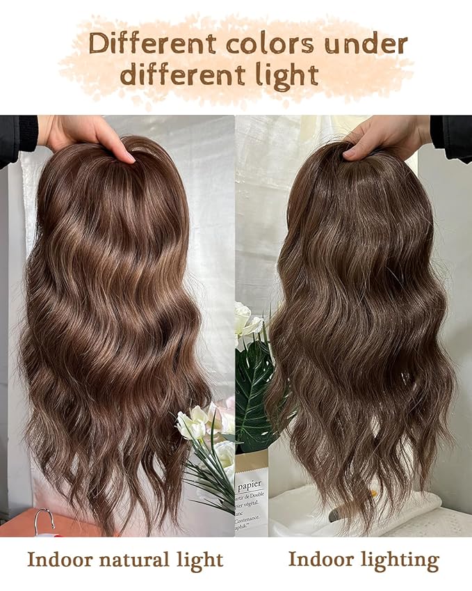 16" Wavy Curly Synthetic Hair Topper with 6.5x6.5inch Base