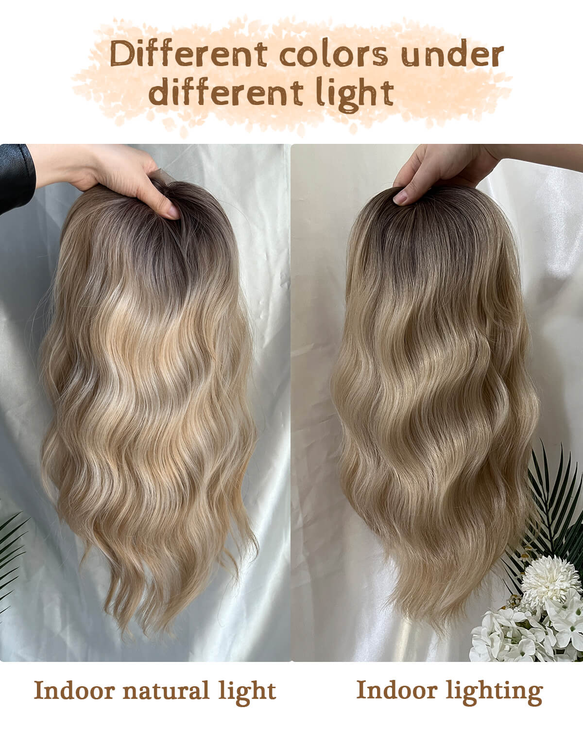 16" Wavy Curly Synthetic Hair Topper with 6.5x6.5inch Base
