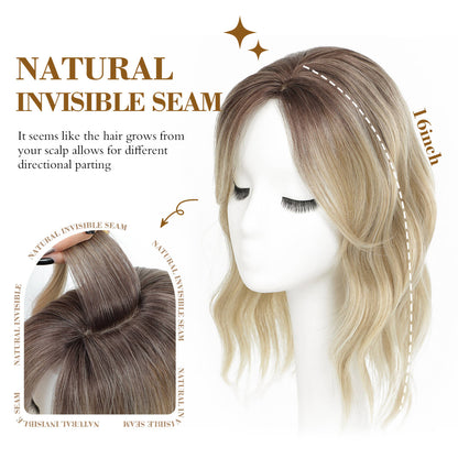 16" Wavy Curly Synthetic Hair Topper with 6.5x6.5inch Base
