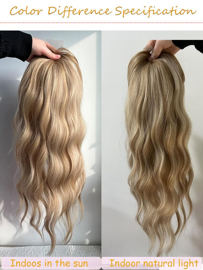 20" Wavy Curly Synthetic Hair Topper with 6.5x6.5inch Base