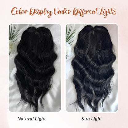 14inch Short Wavy Hair Topper with 5 Clips for Wearing Stable-Bella