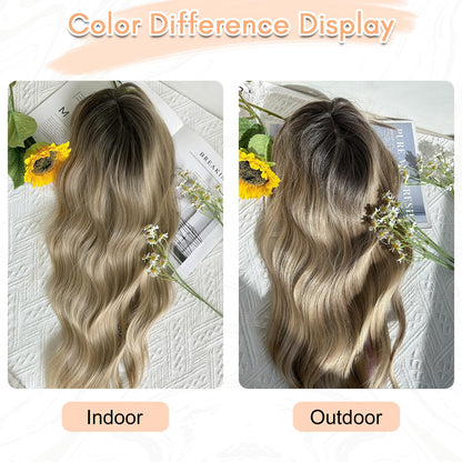 20" Wavy Curly Synthetic Hair Topper with 6.5x6.5inch Base
