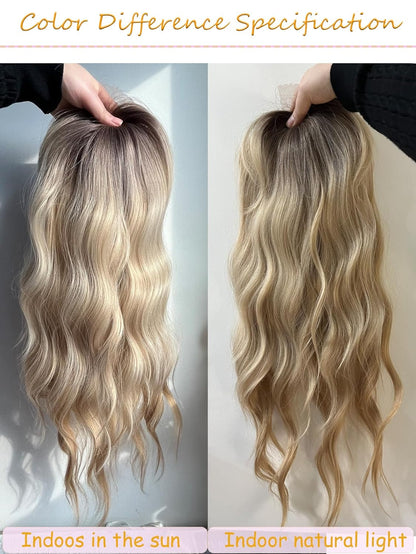 20" Wavy Curly Synthetic Hair Topper with 6.5x6.5inch Base