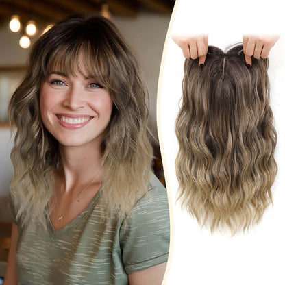 14inch Short Wavy Hair Topper with 5 Clips for Wearing Stable-Bella