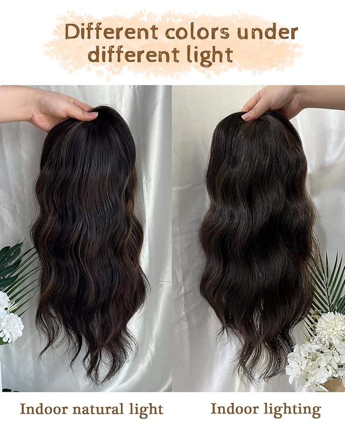 16" Wavy Curly Synthetic Hair Topper with 6.5x6.5inch Base