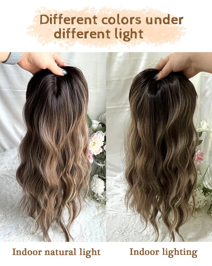 20" Wavy Curly Synthetic Hair Topper with 6.5x6.5inch Base