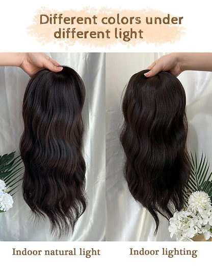 16" Wavy Curly Synthetic Hair Topper with 6.5x6.5inch Base