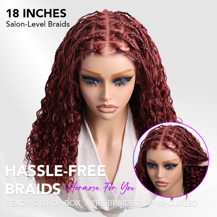 Knotless Boho Braided Wigs Glueless Pre-Cut 13x6 Frontal HD Lace Curly Human Hair Braided Wigs For Women