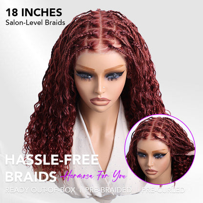 Knotless Boho Braided Wigs Glueless Pre-Cut 13x6 Frontal HD Lace Curly Human Hair Braided Wigs For Women