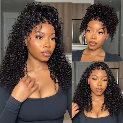 Knotless Boho Braided Wigs Glueless Pre-Cut 13x6 Frontal HD Lace Curly Human Hair Braided Wigs For Women