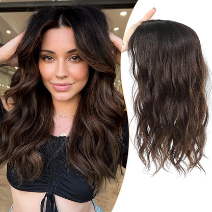 16" Wavy Curly Synthetic Hair Topper with 6.5x6.5inch Base