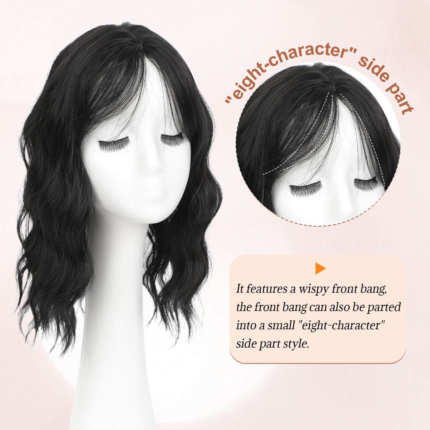 14inch Short Wavy Hair Topper with 5 Clips for Wearing Stable-Bella