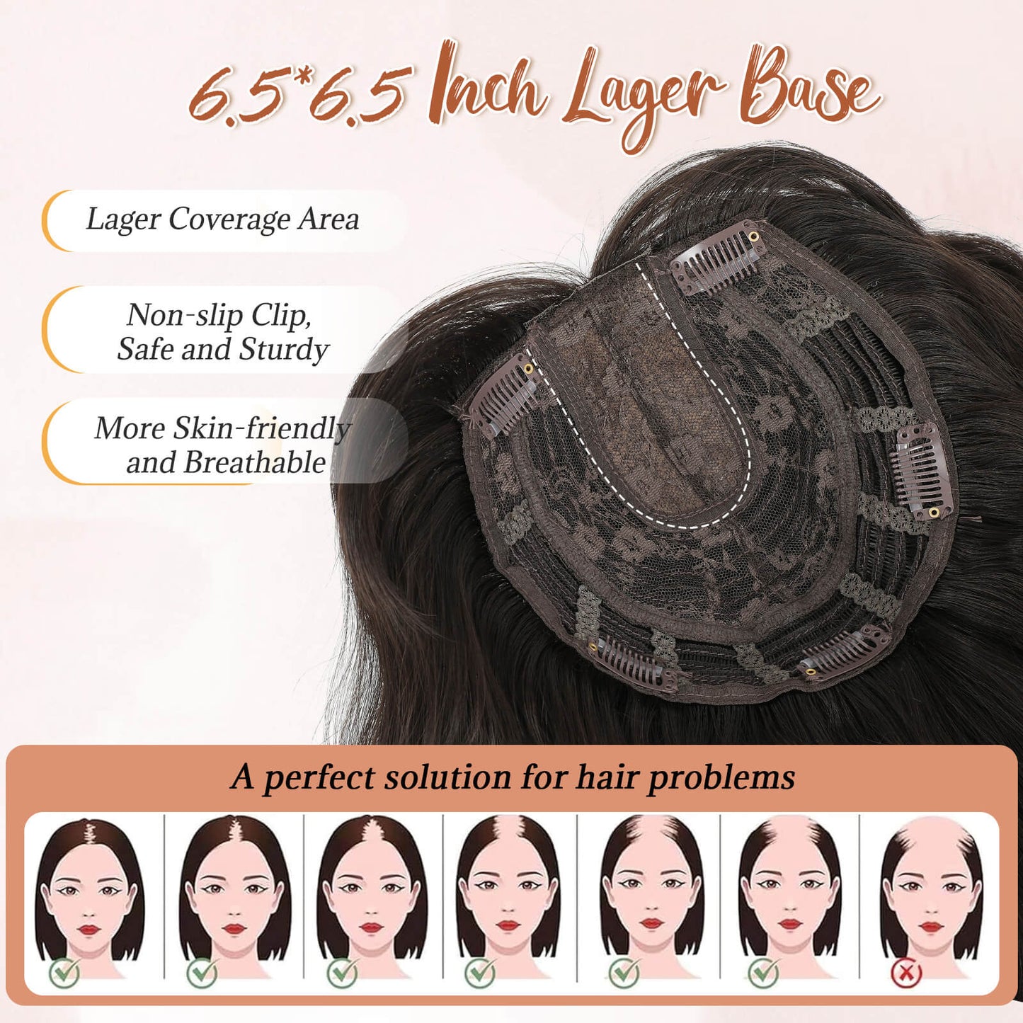 14inch Short Wavy Hair Topper with 5 Clips for Wearing Stable-Bella